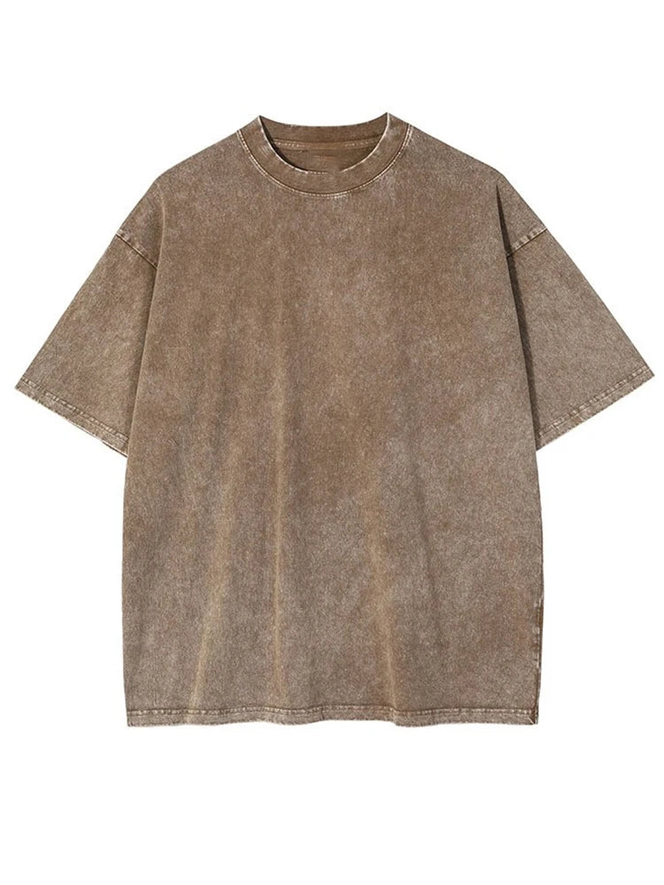 2025 Streetwear Washed Vintage T-Shirts Hip Hop Retro Punk T Shirt Women Tops Cotton Neutral Short Sleeve Acid Wash TShirts