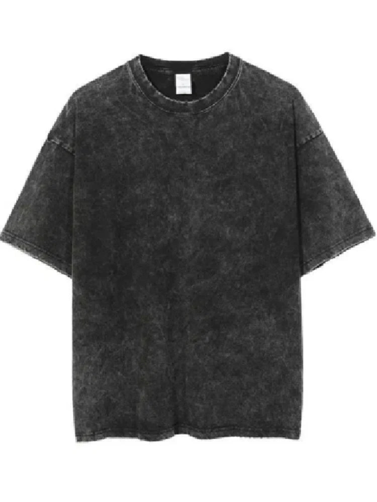 2025 Streetwear Washed Vintage T-Shirts Hip Hop Retro Punk T Shirt Women Tops Cotton Neutral Short Sleeve Acid Wash TShirts
