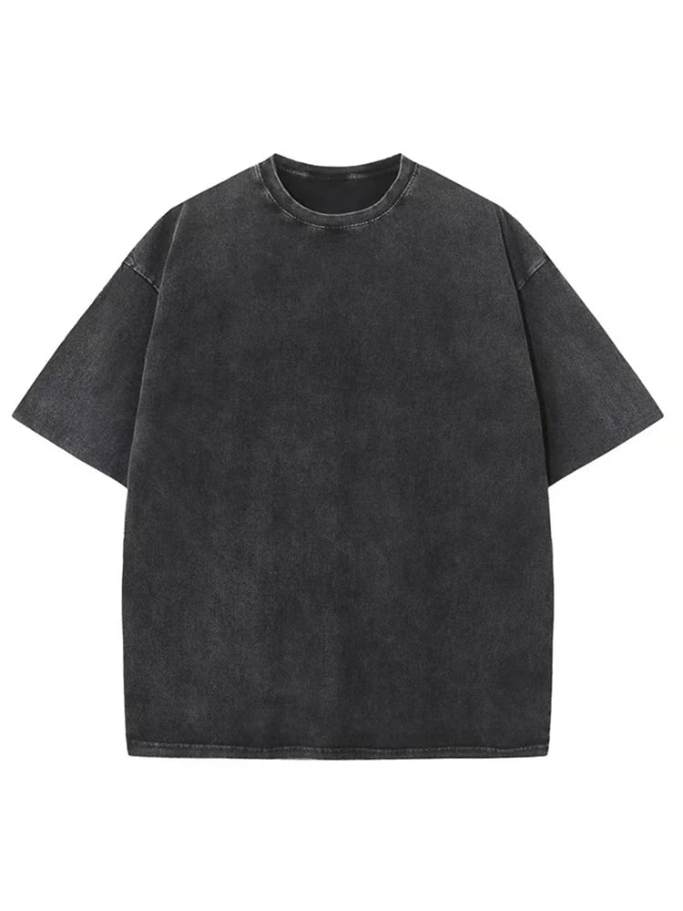 2025 Streetwear Washed Vintage T-Shirts Hip Hop Retro Punk T Shirt Women Tops Cotton Neutral Short Sleeve Acid Wash TShirts